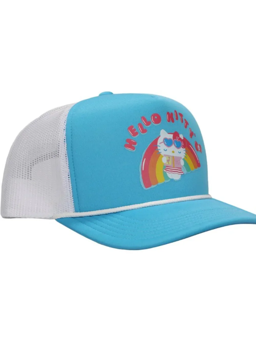Hello Kitty Pool Float Rainbow Mesh Trucker Hat - Cute Fun Girl Character Gift